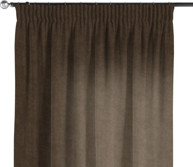 Комплект штор канвас коричневый, на тесьме «Карандаш»